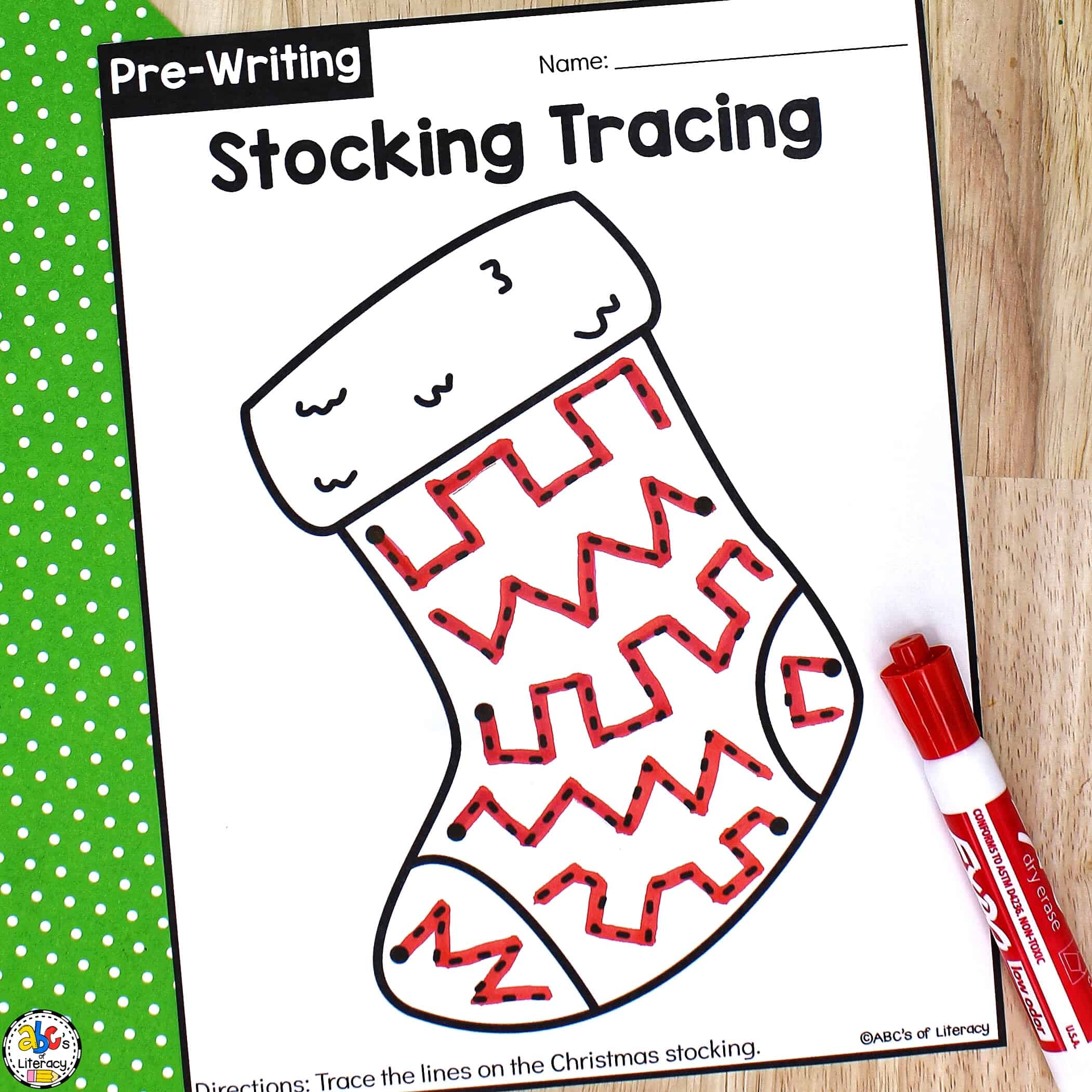 Christmas Stocking Tracing Worksheets