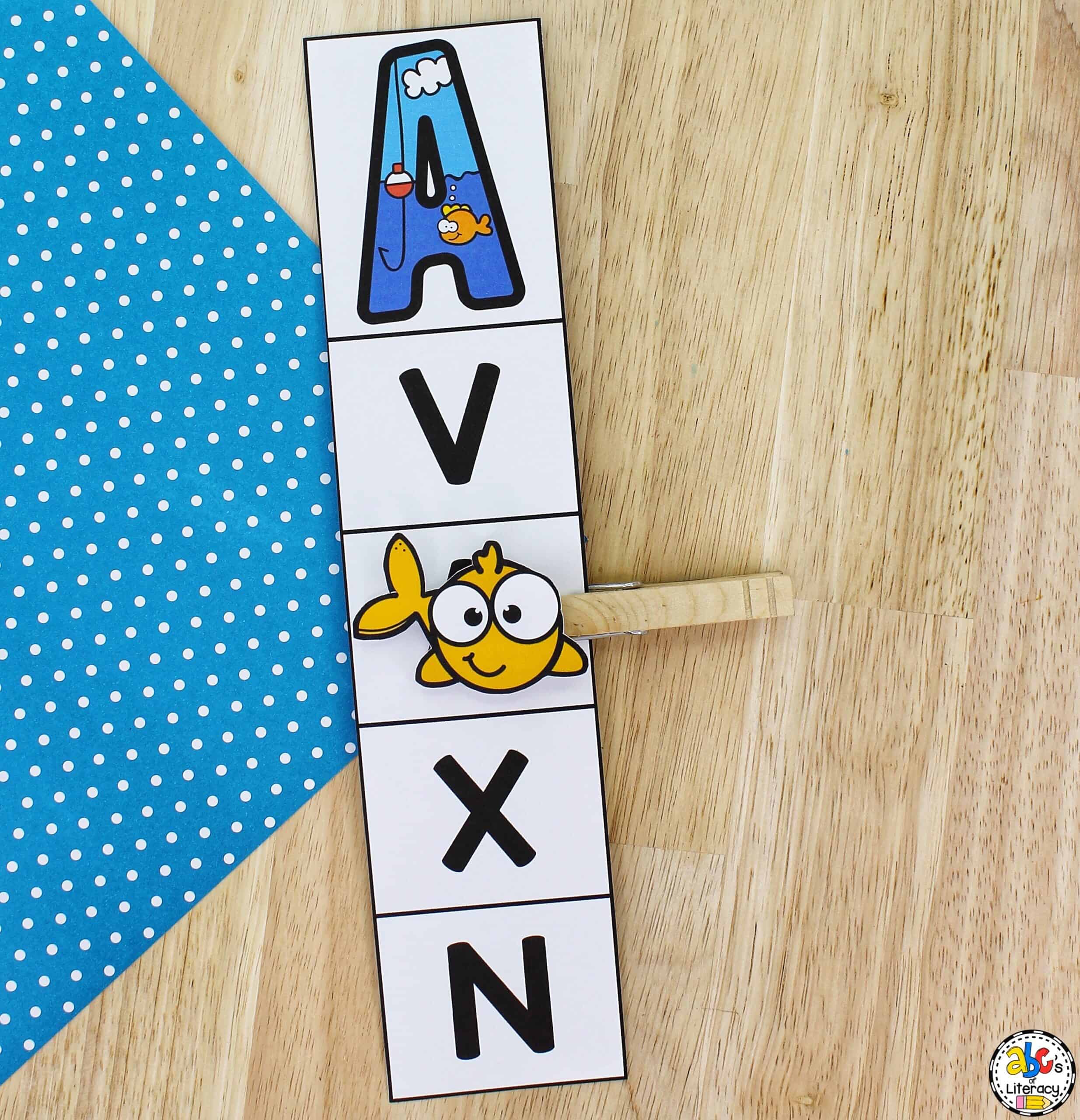 Your preschoolers are going to get "hooked" on learning the ABC's with these free printable Fishing Alphabet Clip Cards! Letter Matching Activity