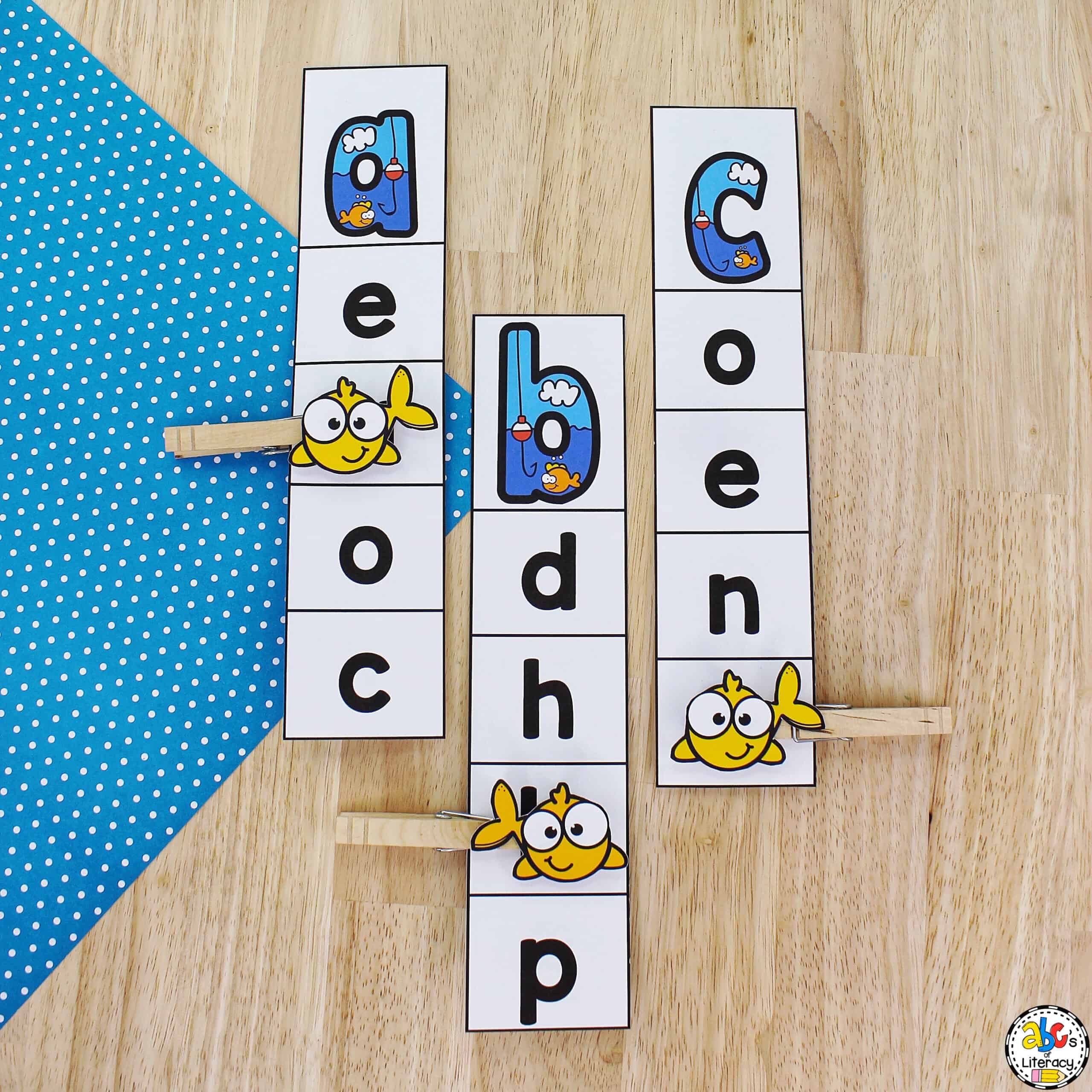 Your preschoolers are going to get "hooked" on learning the ABC's with these free printable Fishing Alphabet Clip Cards! Learning the ABC's