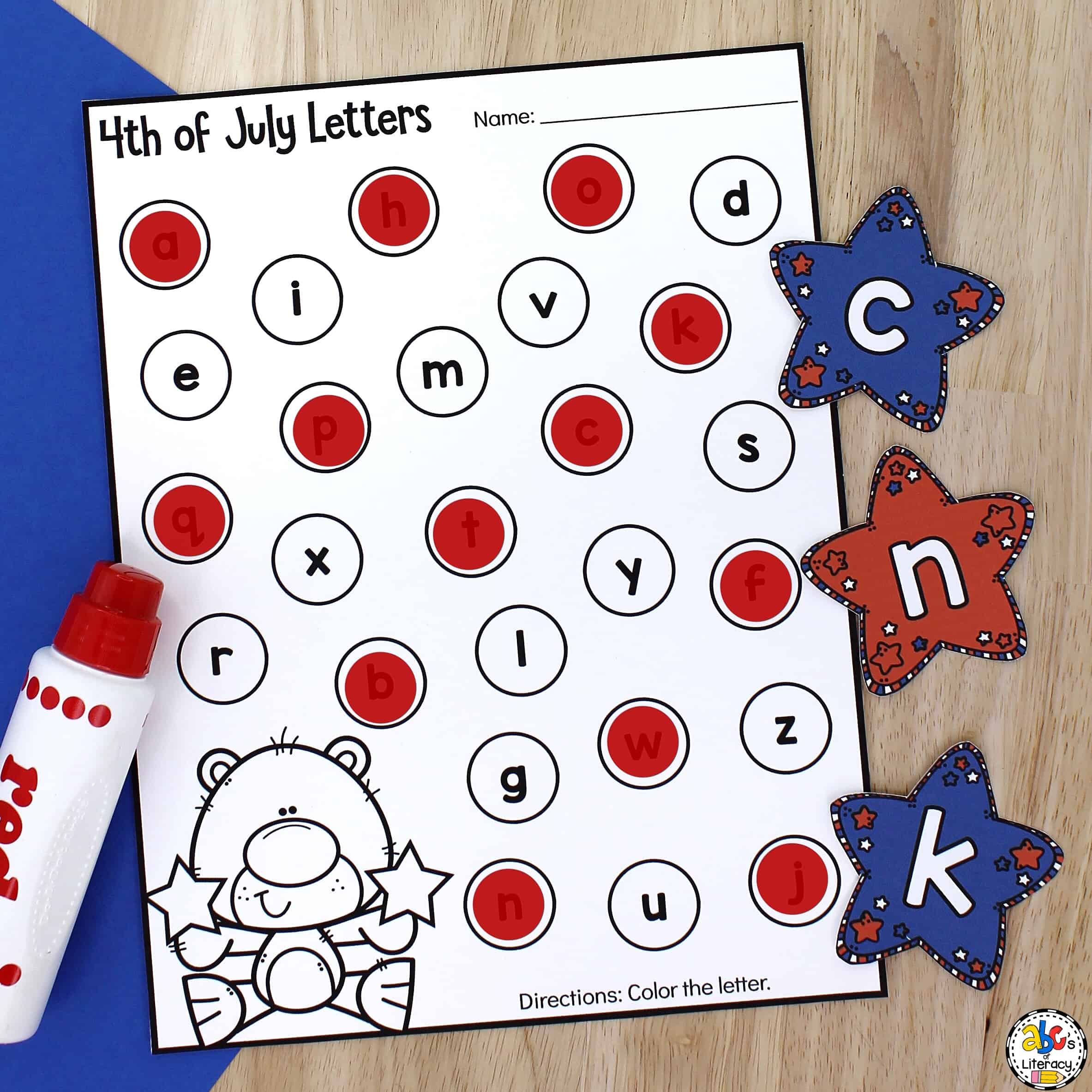 4th of July Alphabet Sensory Bin