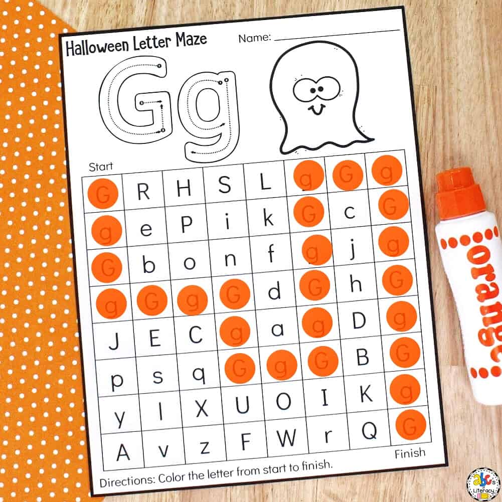 Halloween Letter Maze Worksheets