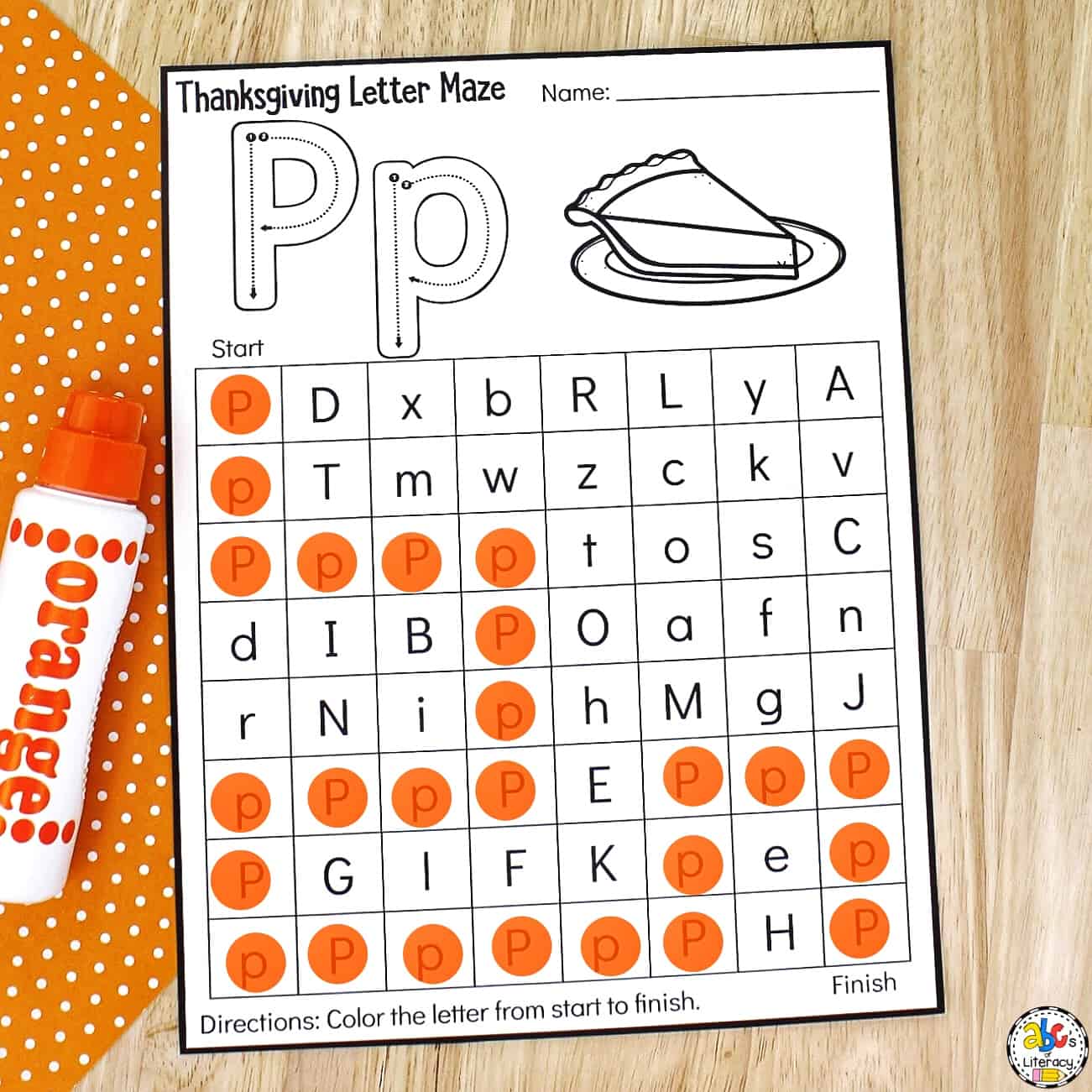 Thanksgiving Letter Recognition Activity