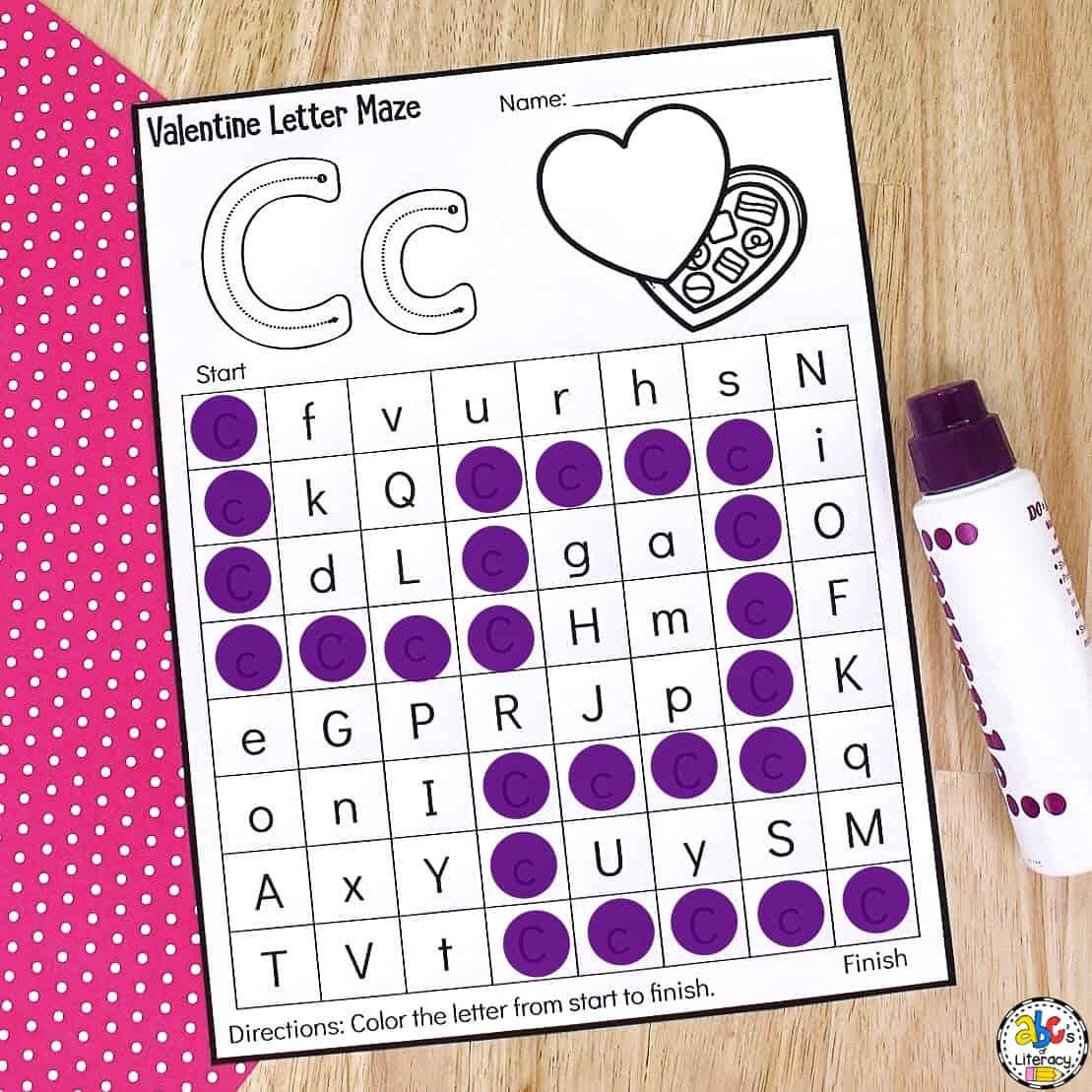 Valentine’s Day Letter Maze Worksheets