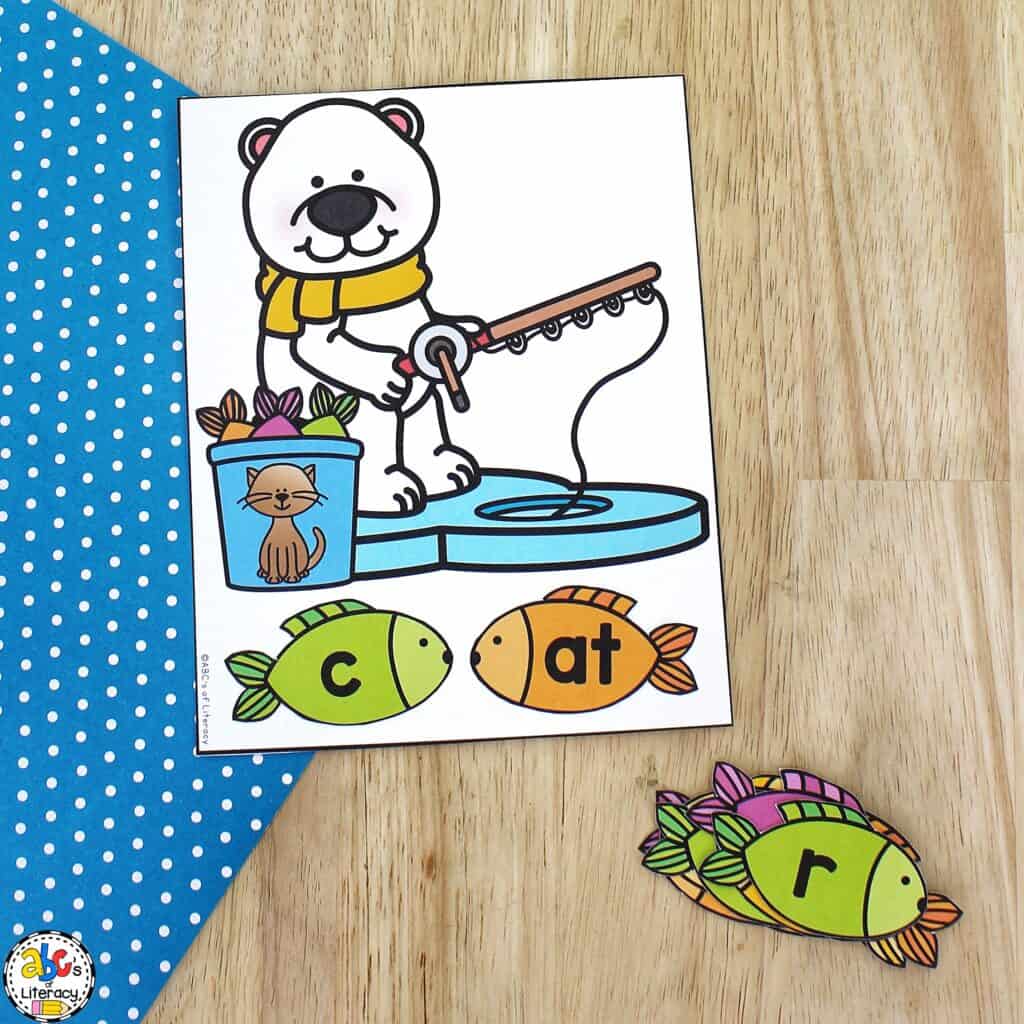 Free printable Polar Bear Onset & Rime Activity: letter sounds, building words & reading activities for beginning readers Onset and Rime