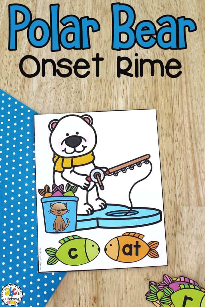 Free printable Polar Bear Onset & Rime Activity: letter sounds, building words & reading activities for beginning readers Word work activity