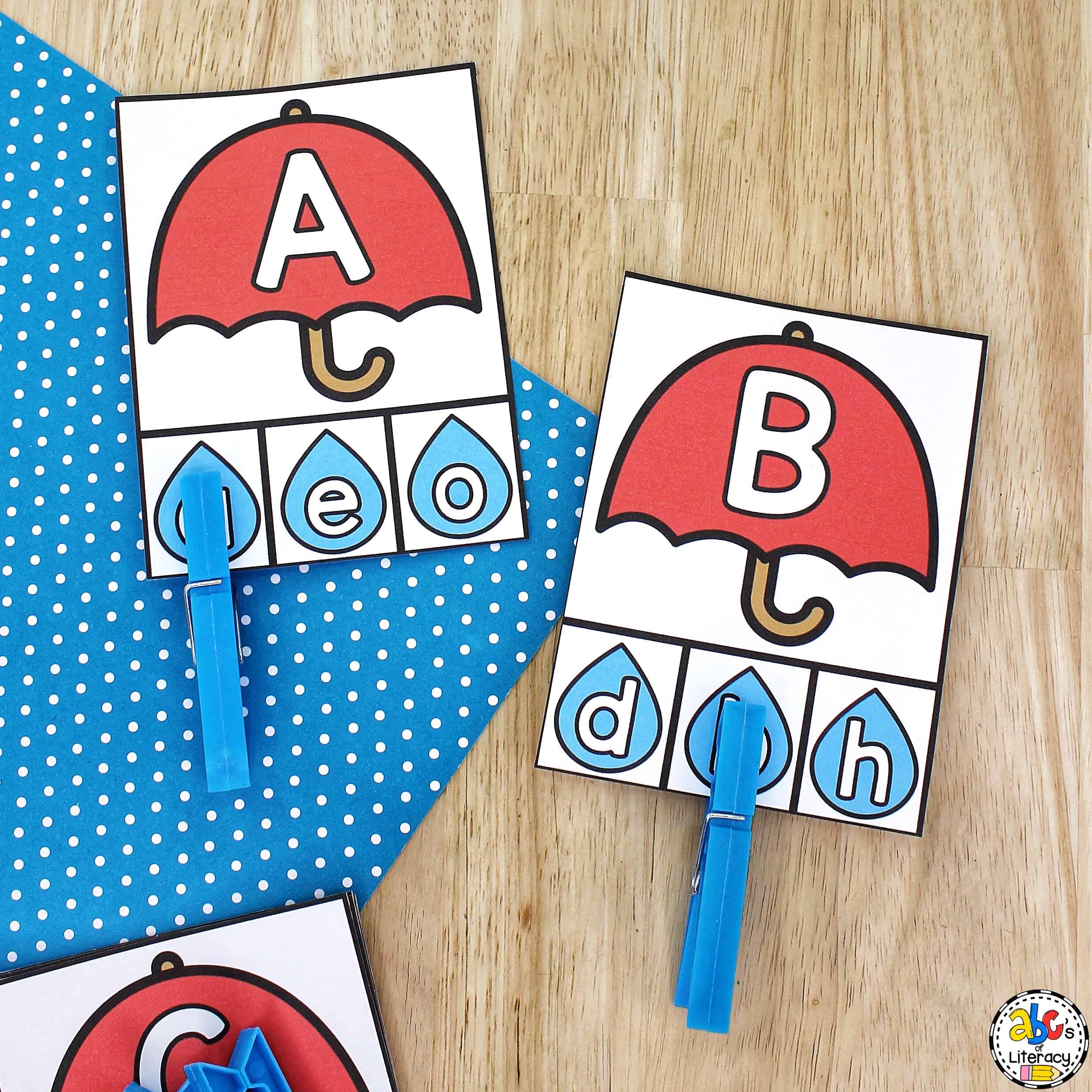 Umbrella Alphabet Clip Cards