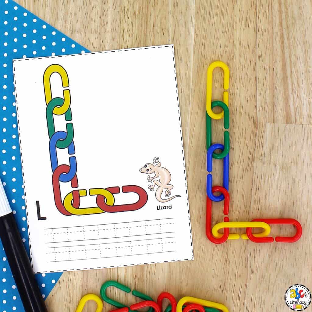 With these low-prep, free printable Link Capital Letter Mats, kids will work on letter recognition, letter tracing, and fine motor skills. Letter Recognition Activity