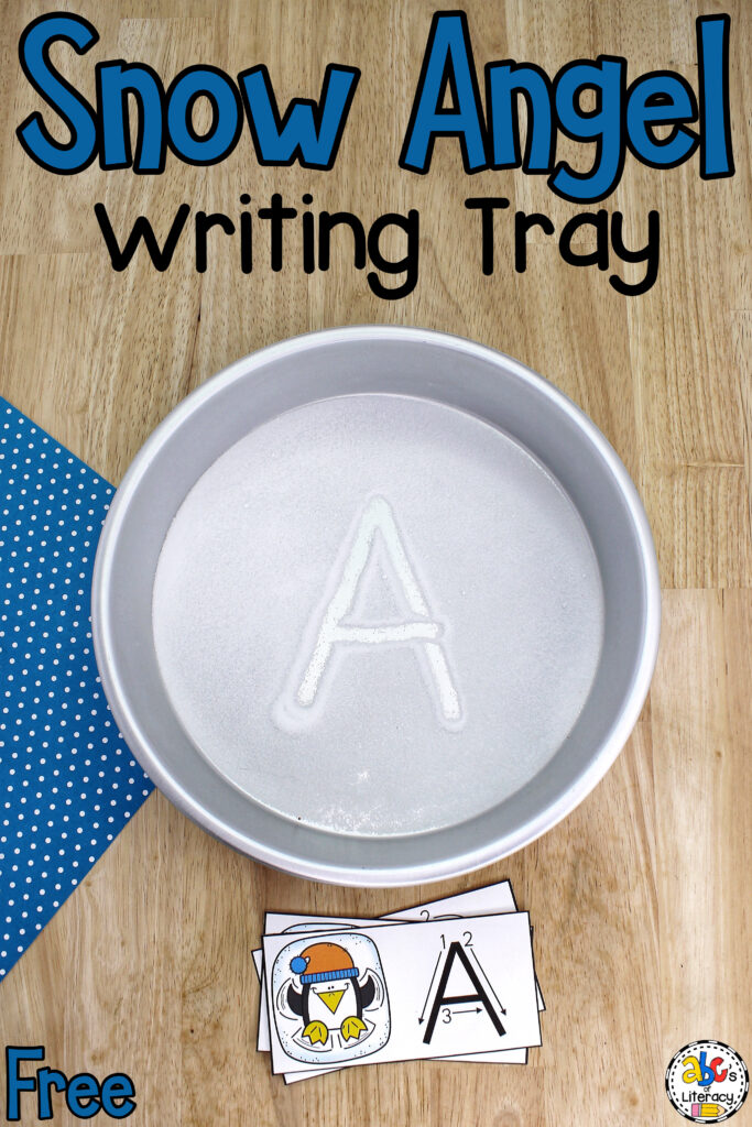 Snow Angel Alphabet Writing Tray: Practice writing strokes and capital & lowercase letter formation in this sensory activity Letter formation activity