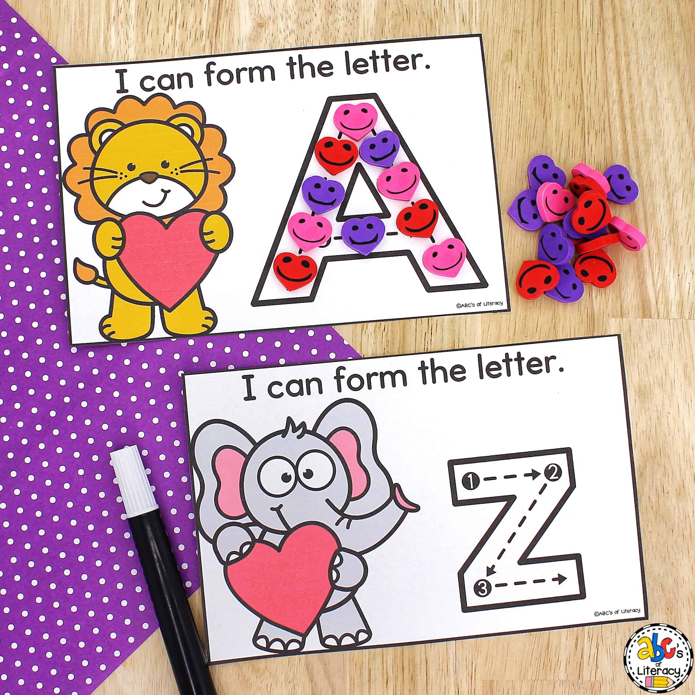 Valentine Letter Tracing Cards
