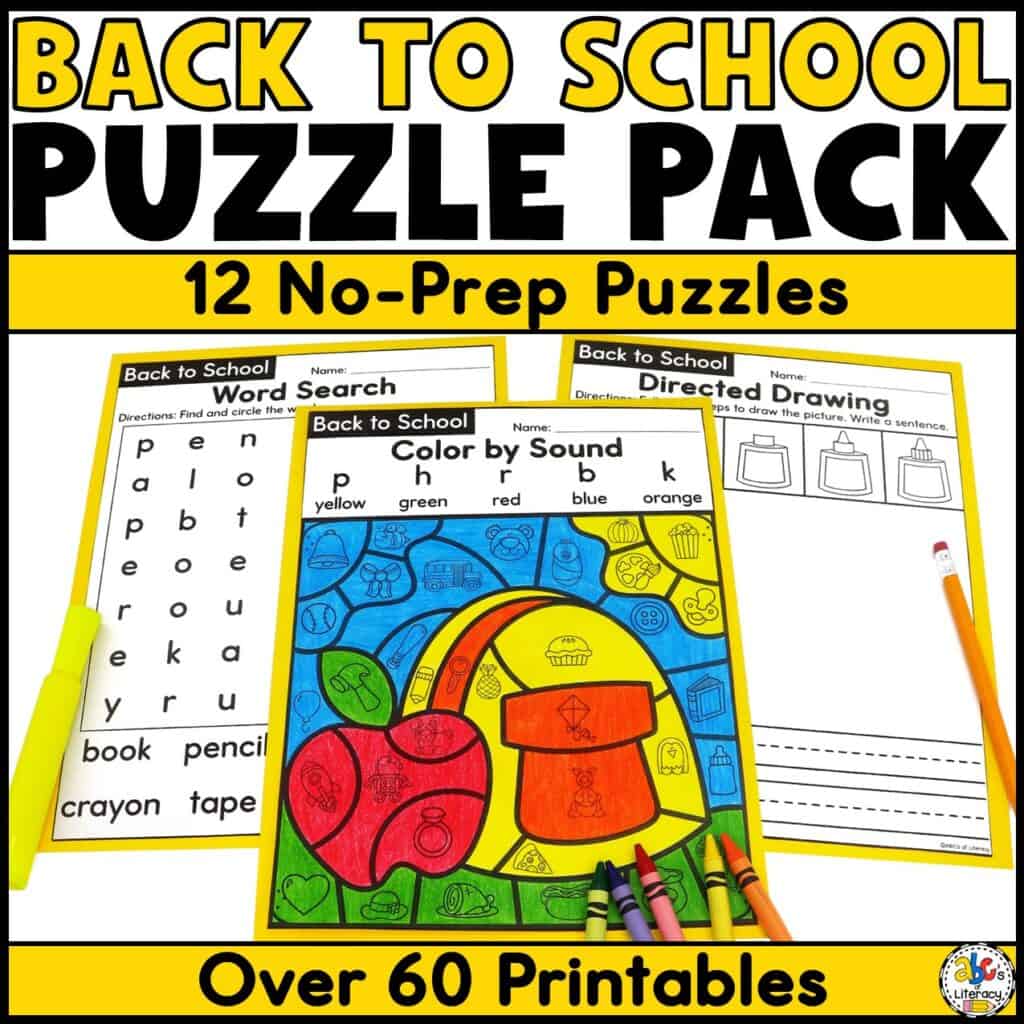 Back to school puzzle worksheets